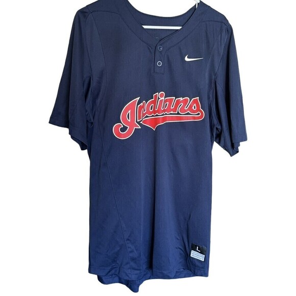 Cleveland Indians Jersey Mens Size L Blue Red Corey Kluber 28 MLB Logo Swoosh - Picture 1 of 7